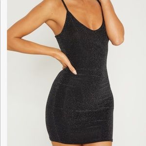NWOT Black Strappy Textured Glitter Bodycon Dress